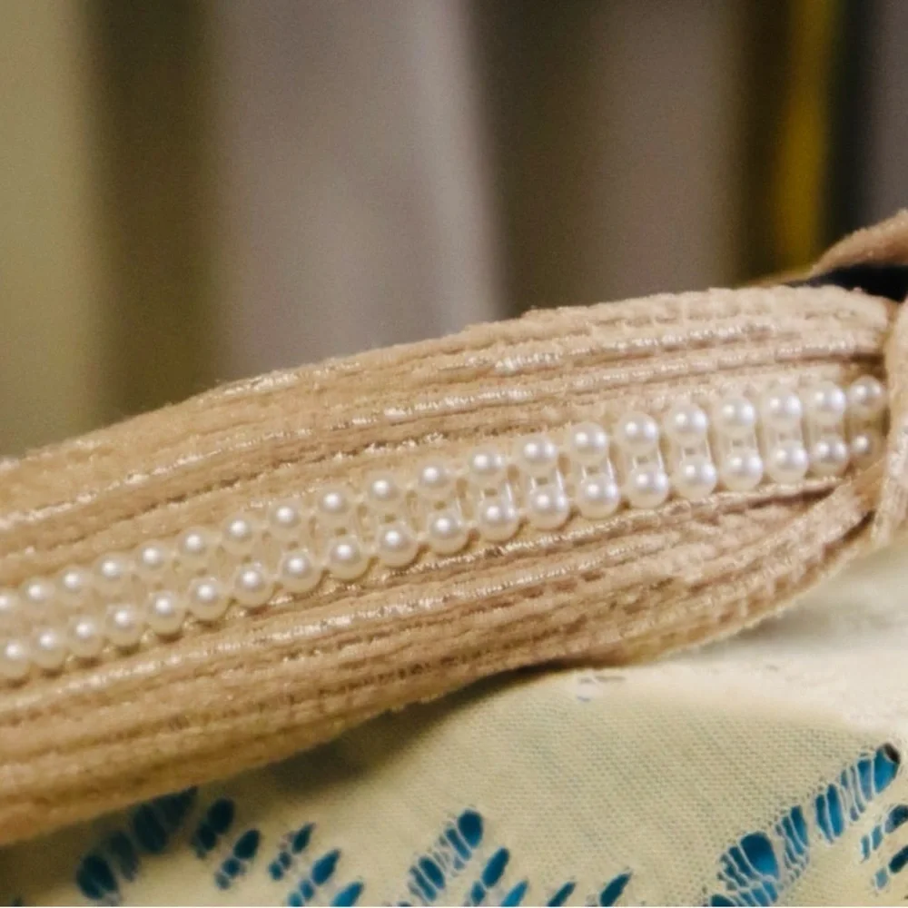 Pearl Knot Raffia Headband NWOT